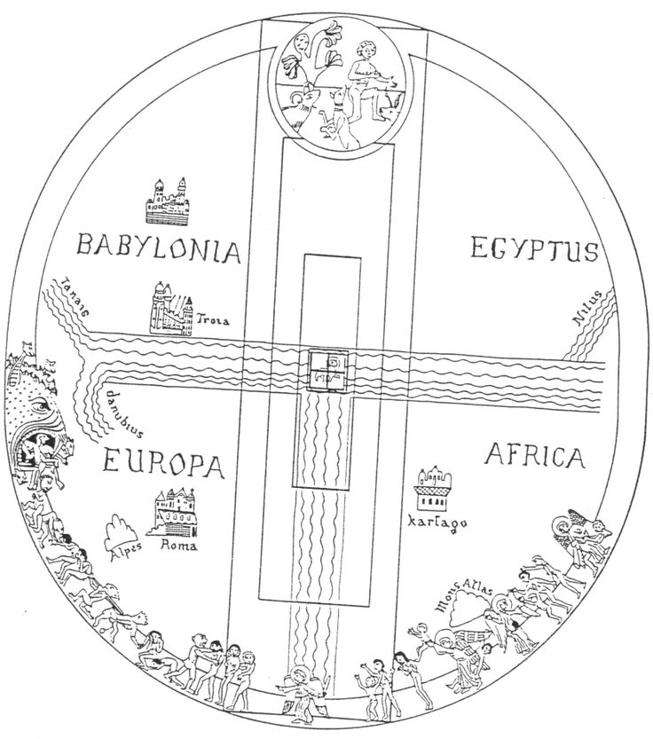 an image of a map in the middle of a circle with people and animals on it