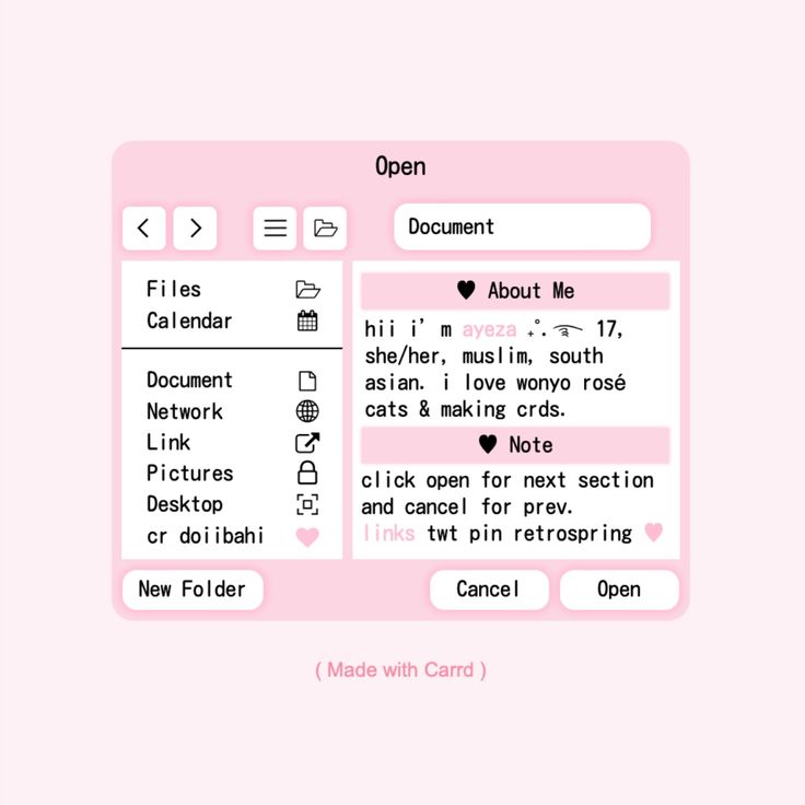 a pink computer screen with some type of text on it