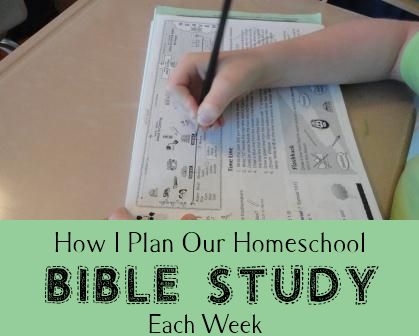 a child is writing on a bible with the words how i plan our homeschool bible study each week