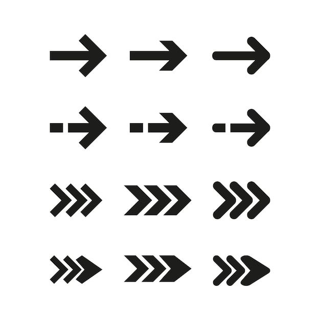 the arrows are black and white on a white background, with one arrow pointing in different directions