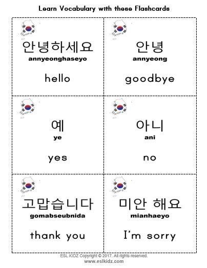 four korean words in different languages with an image of the word hello and goodbye on them