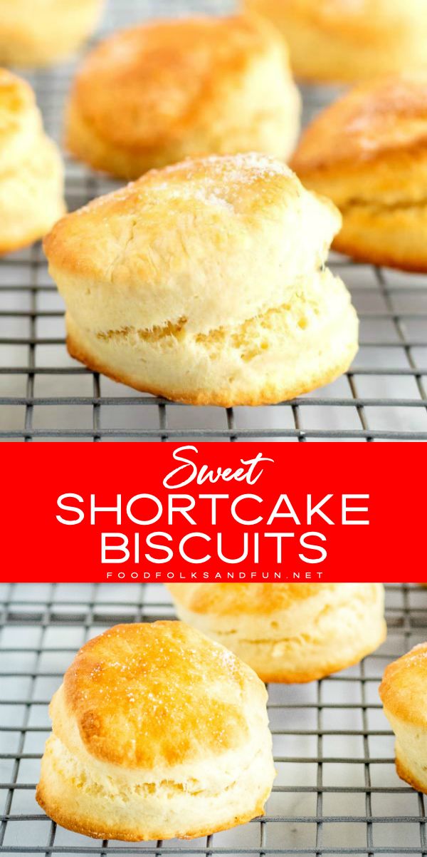 sweet shortcake biscuits on a cooling rack with the words sweet shortcake biscuits above them