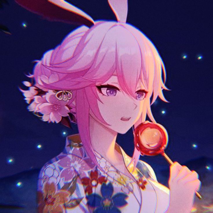 an anime character holding a lollipop in her hand