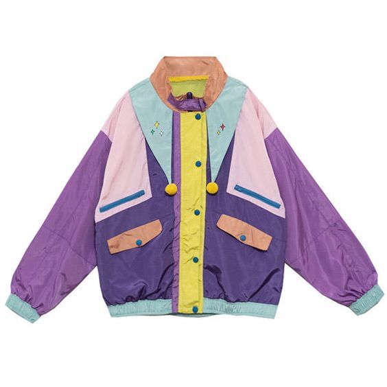 Good quality and accurate the color is just like in the photo! Arrived in two weeks. Really cute o≧▽≦o Streetwear Fashion Women Colorful, Layered Colorful Outfits, Kidcore Jacket, Arcadecore Outfits, Bright Clothes Aesthetic, Bright Clothing, Colorful Streetwear, Colorful Clothing, Winter Fashion Jackets