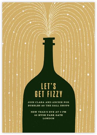 a bottle with the words let's get fizzyy on it in gold and black