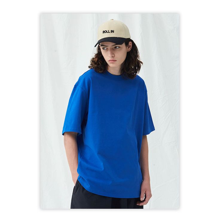 A-065-39 Blue Urban T-shirt For Summer, Basic Blue Cotton T-shirt, Urban Style Blue T-shirt For Summer, Urban Style Blue Short Sleeve Shirt, Blue Graphic Tee For Streetwear, Urban Style Blue Summer Tops, Urban Blue Tops For Summer, Blue Relaxed Fit Graphic Tee, Blue Summer Streetwear Tops