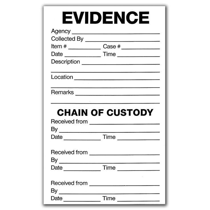 a black and white sign that says, evidence chain of custoy on it