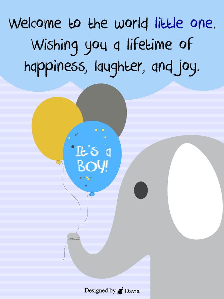 an elephant holding balloons with the words it's a boy