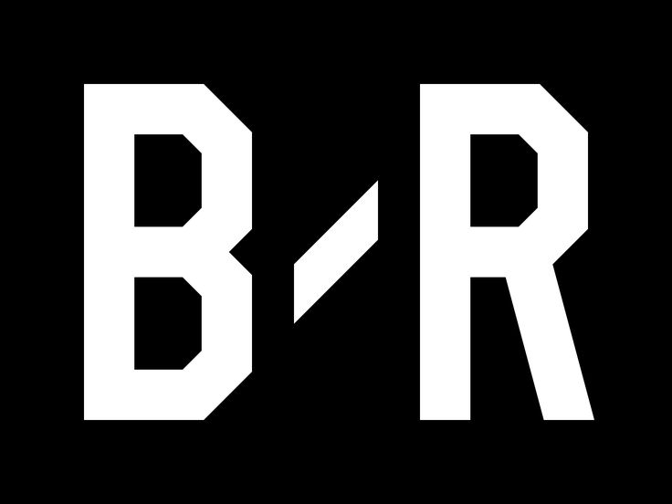 the b - r logo is shown in white on a black background