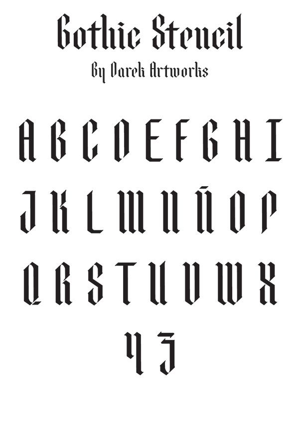 the gothic font and numbers are all in different styles, but there is no image to describe