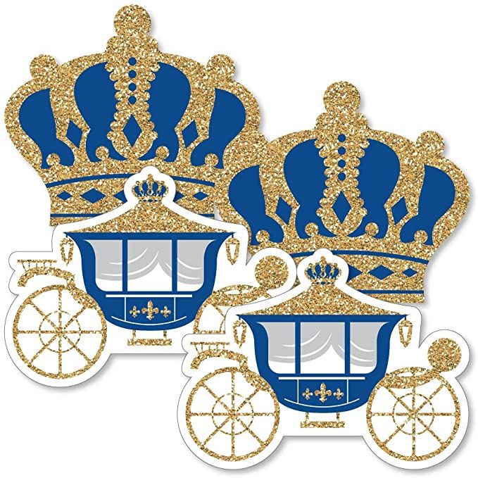 three royal blue and gold crowns on top of each other, with the word's name