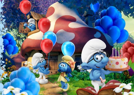 the smurfs are celebrating their first birthday together