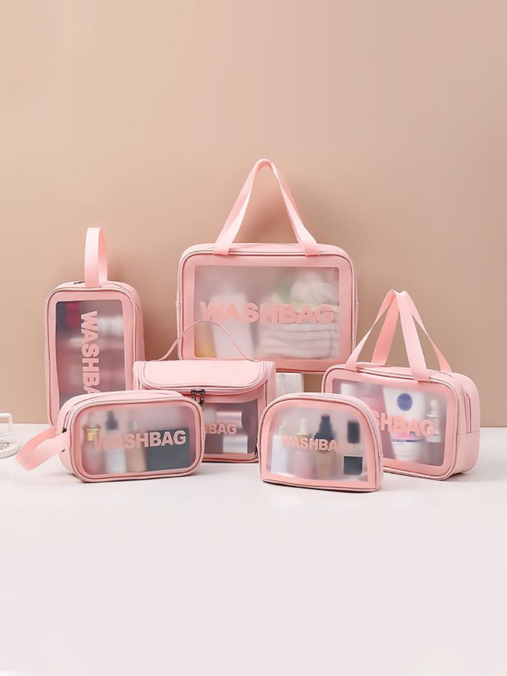 Free Returns ✓ Free Shipping✓. 1PC Transparent Makeup Bag, Large Capacity PU Waterproof Wash Bag, Can Be Used For Travel Beauty Products Wash Products Storage- Makeup Organizers & Display Cases at SHEIN. Stuff For College, College Necessities, Pink Pvc, Cruise Essentials, Pink Travel, Vacation Accessories, Makeup Bag Organization, Holiday Bag, Rose Bonbon