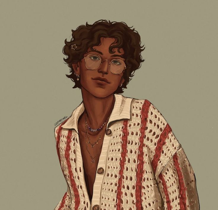 a painting of a person with glasses and a shirt