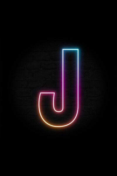 the letter j is made up of neon lights