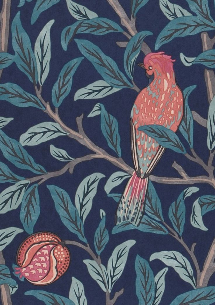 a bird sitting on top of a tree branch next to a pink and blue snake