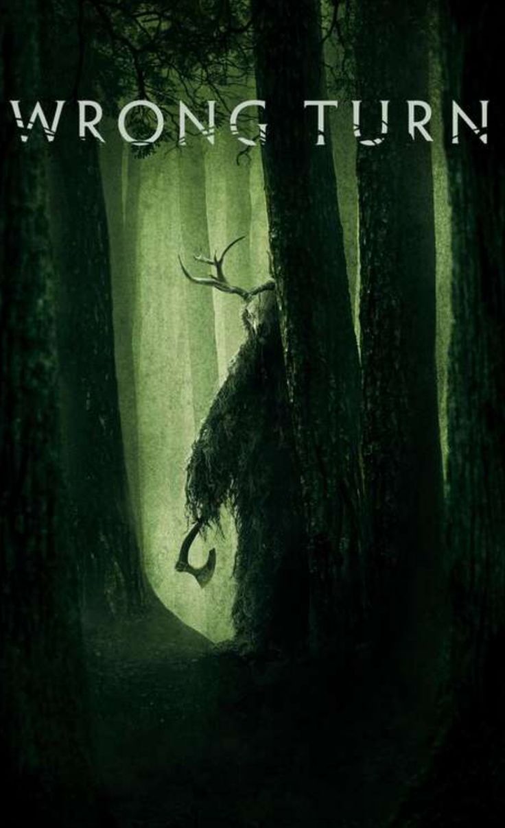 a movie poster for wrong turn with an image of a deer in the middle of a forest