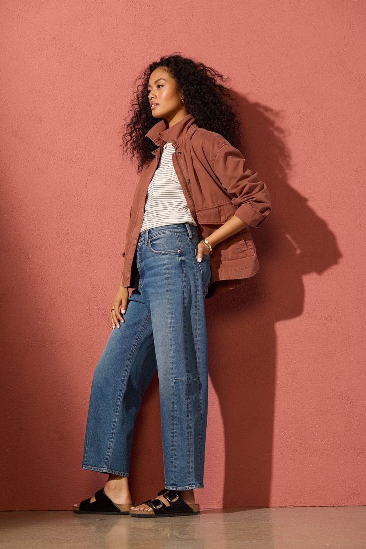 Perfectly oversized, the Utility Shacket from Pistola will be your new go-to layer. Crafted in cotton, this jacket features a front zipper closure with a snap button placket, oversized front utility pockets, and a back pleat detail, finished with a flattering curved hem. You'll love it paired with your favorite tee and wide-leg jeans. | PISTOLA Women's Utility Shacket, Size Small, Red Trendy Utility Jacket For Layering, Trendy Utility Jacket With Pockets For Layering, Spring Cotton Utility Jacket With Zipper, Spring Cotton Utility Jacket With Zipper Closure, Cotton Utility Jacket For Layering, Spring Workwear Outerwear With Button Zip Fly, Fall Cotton Outerwear With Button Zip Fly, Cotton Outerwear With Button Closure For Layering, Casual Outerwear With Buttoned Pockets For Layering