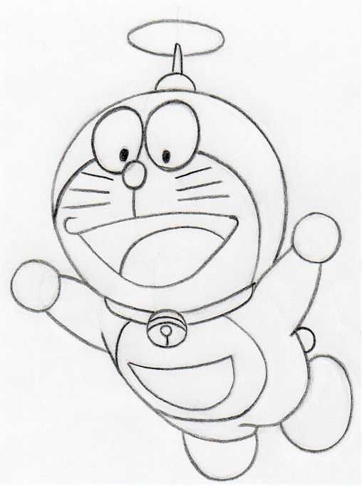 cartoon character drawn in pencil on paper