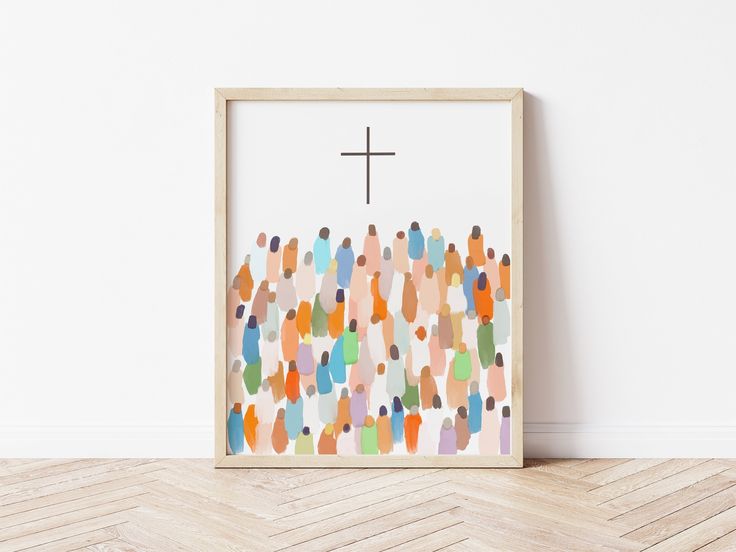 Modern Christian Art - CROSS AND PEOPLE Subtle Christian Art, Faith Based Art, Modern Christian Art, Christian Art Print, Celebrate Diversity, Christian Prints, Christian Artwork, Cross Art, Faith Art