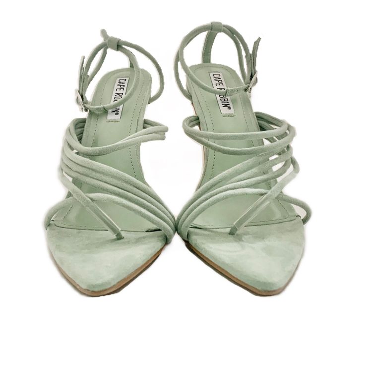 Introducing the "Official" color of summer.A hot pop of color, but still remaining neutral- this shoe is a great add-on to any outfit. Available in half sizes. Runs true to size. Only available in Mint. Details -High heel sandal -Pointy toe -Stiletto heel Materials -Upper: Faux suede Measurements -Heel Height: 4.37'' Trendy High Heel Sandals With Reinforced Heel, Trendy Open Heel Strap Heels, Trendy Ankle Strap Sandals With Reinforced Heel, Spring Wedge Sandals With 4-inch Heel And Open Toe, Trendy Open Toe Sandals With 4-inch Heel, Spring Heels With 4-inch Heel And Medium Width, Spring Heels With 4-inch Heel, Spring 4-inch Heel Medium Width Heels, Spring 4-inch Heels With Medium Width