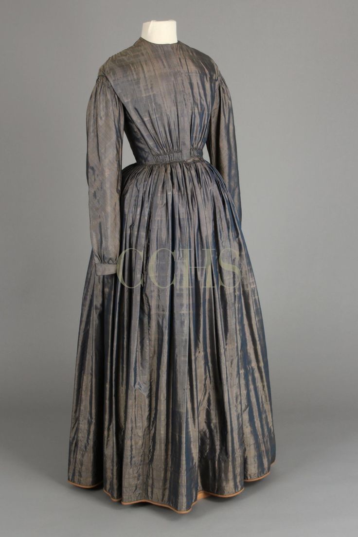 DRESS, 1840s | Chester County Historical Society Homestead Dresses, 1800s Fashion Poor, 19th Century Fashion Women, Prairie Goth, 1800s Womens Fashion, Poor Clothes, 1840s Dress, 1850s Dress, 19th Century Dress