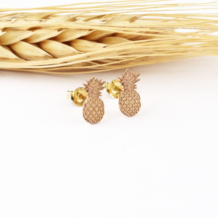 Solid Gold Pineapple Earrings, Summer Style Earrings, Exotic Holiday Studs, Honeymoon Gift, Island Lover Gift, 9K,14K,18K Gold Fruit Studs ✏About these earrings Our pineapple earrings are made of solid gold! The pineapple with its beautiful design creates the perfect summer style and makes the best gift for every occasion! A cute jewelry for those who love summer time. Simple and super cool, pineapple reminds of sun, sea, coctails and carefreeness! What a beautiful feeling to have on you all tim 14k Gold Pierced Cluster Earrings As Gift, Handmade 14k Rose Gold Earrings, 14k Gold Cluster Earrings For Gift, Hypoallergenic Gold Cluster Earrings As Gift, Rose Gold 14k Cluster Earrings For Gift, Rose Gold 14k Cluster Earrings As Gift, Gold Sterling Silver Cluster Earrings For Gifts, Gold Sterling Silver Cluster Earrings As Gift, Gold Cluster Earrings In Sterling Silver As A Gift