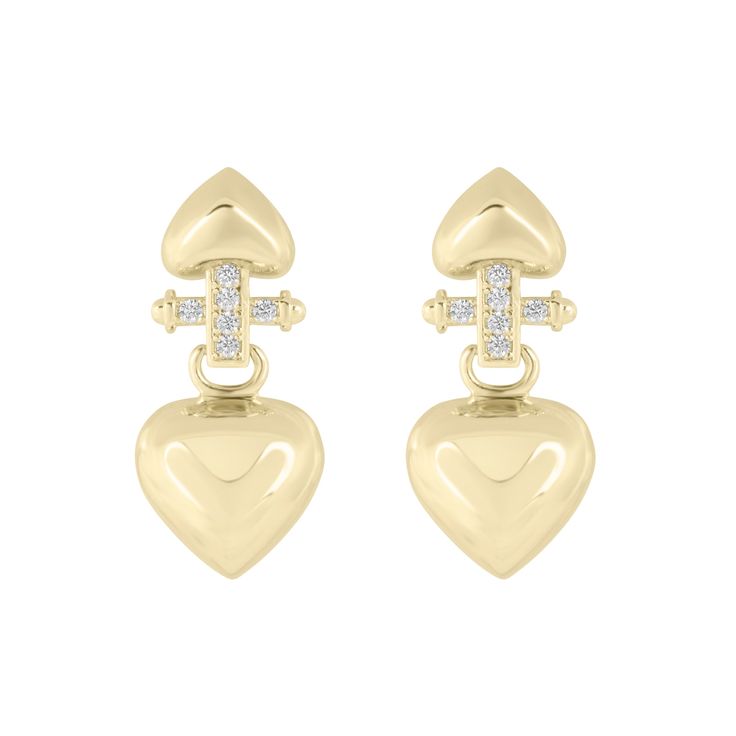 The Tyra Earrings have us smizing ear to ear. Wear these iconic earrings for your “work the runway” moment. 14k Gold Plated 1.1" Length Classic Heart Earrings For Formal Occasions, Elegant Gold Clip-on Heart Earrings, Classic Formal Heart Earrings, Classic Gold Plated Diamond Earrings, Formal 14k Gold Heart Earrings, Classic Pierced Gold Plated Earrings, Tarnish Resistant Drop Earrings For Anniversary, Classic Gold Plated Pierced Earrings, Elegant Sterling Silver Tarnish-resistant Heart Earrings