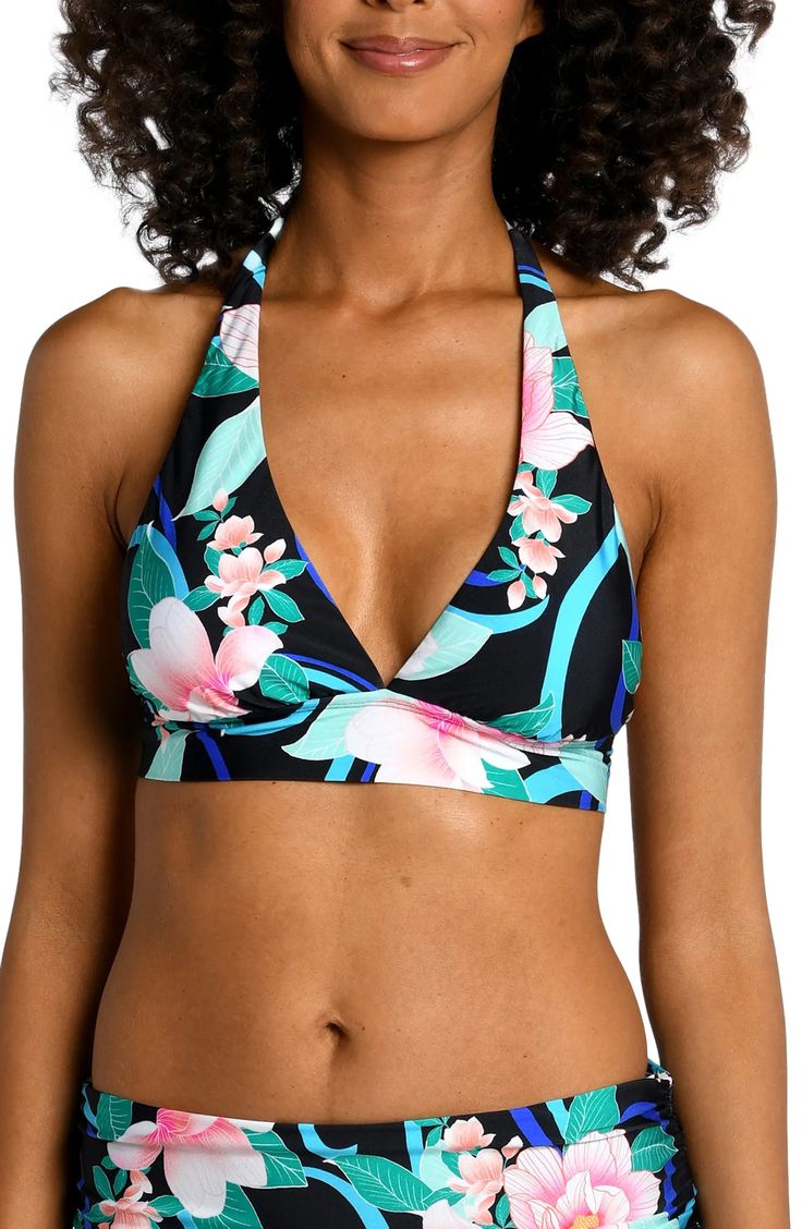 La Blanca Nightfall Banded Halter Bikini Top | Nordstrom Swim Top, Tropical Print, Fashion Advice, Womens Swimwear, Top Brands, The Beach, Summer Fashion, Coin, Hand Wash