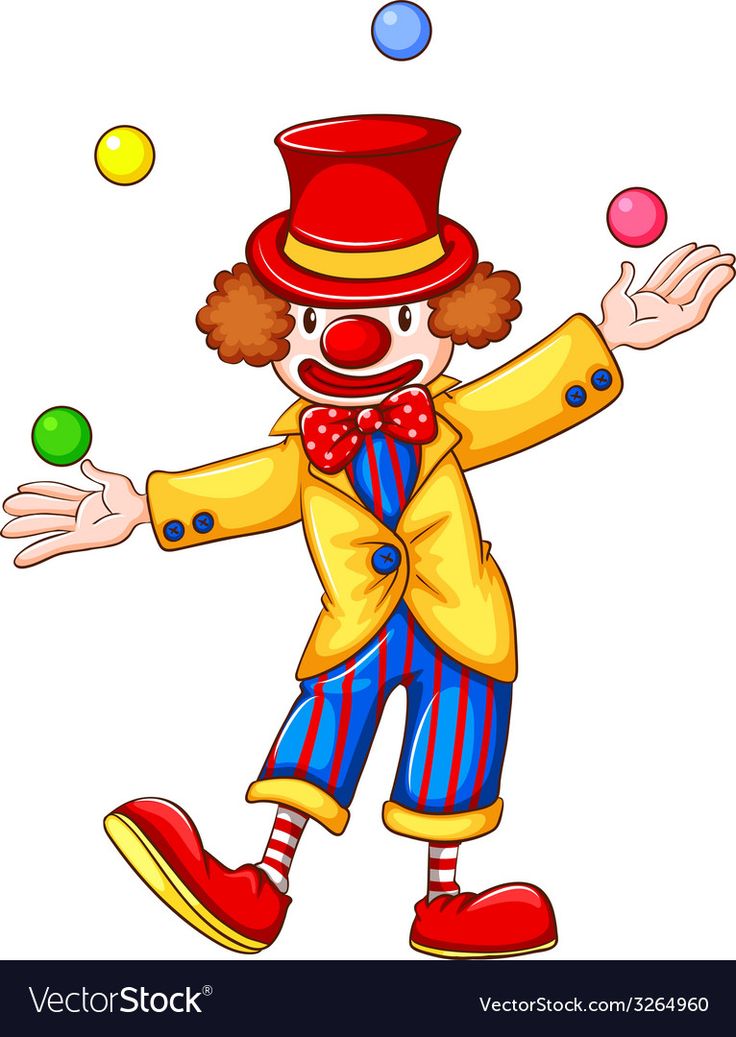 a clown juggling balls on a white background