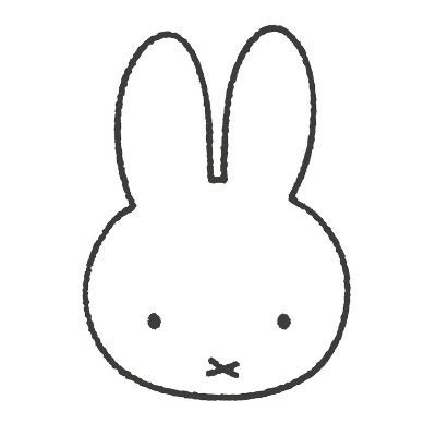 a black and white drawing of a rabbit face