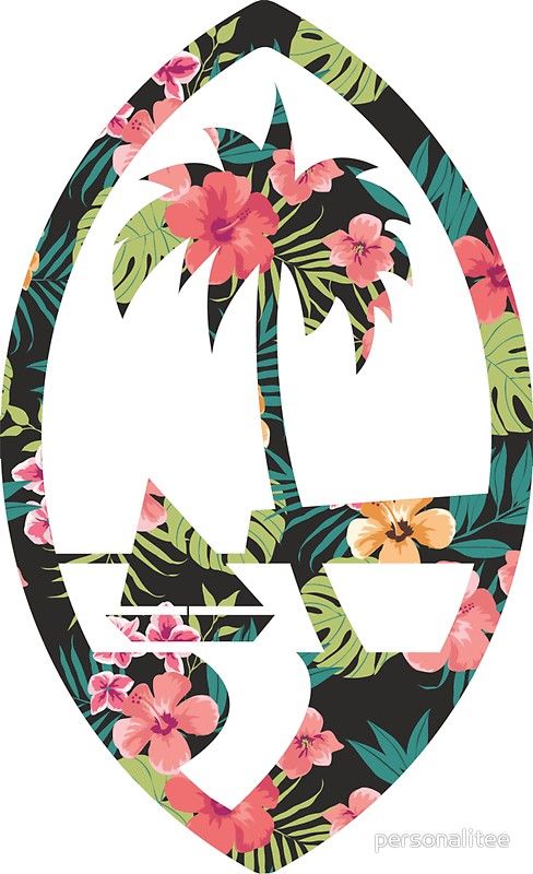 an image of a palm tree and flowers in a circle with the letter g on it