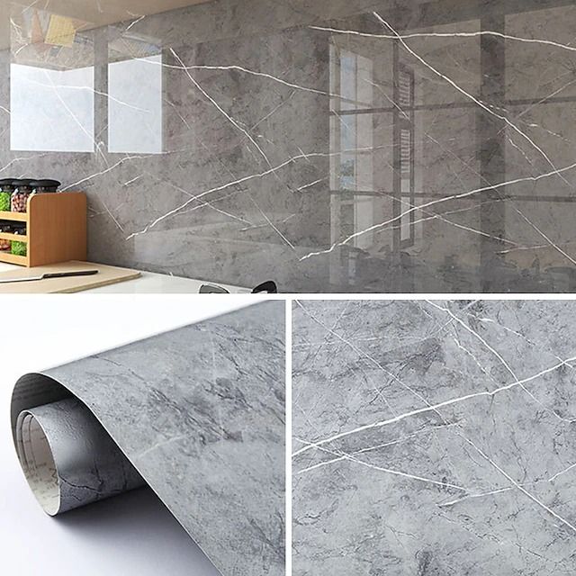 two pictures of marble walls and flooring