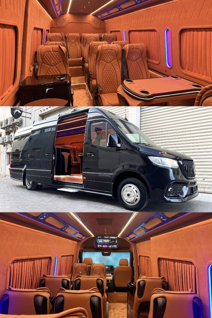 the inside and outside view of a van