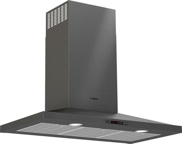 a stainless steel range hood with three lights on it's side and an exhaust fan