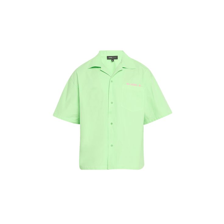 PURPLE camp shirt in solid cotton poplin Notched collar Button front closure Chest patch pocket Contrasting logo embroidery at chest Short sleeves Cropped fit Imported Green Classic Short Sleeve Shirt With Camp Collar, Classic Green Short Sleeve Shirt With Camp Collar, Green Cotton Short Sleeve Shirt With Spread Collar, Relaxed Fit Cotton Camp Shirt With Collar, Classic Green Cotton Camp Shirt, Green Cotton Short Sleeve Shirt With Camp Collar, Green Cotton Camp Collar Short Sleeve Shirt, Casual Short Sleeve Poplin Shirt, Relaxed Fit Collared Poplin Shirt