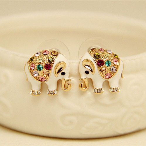 Cute Diamond Earrings Fashion Earrings Studs, Elephant Jewelry, Elephant Earrings, Womens Earrings Studs, Animal Earrings, Party Earrings, Gold Earrings Designs, Cute Elephant, Gemstone Studs