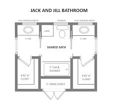 the floor plan for jack and i'll bathroom, which includes two separate bathrooms