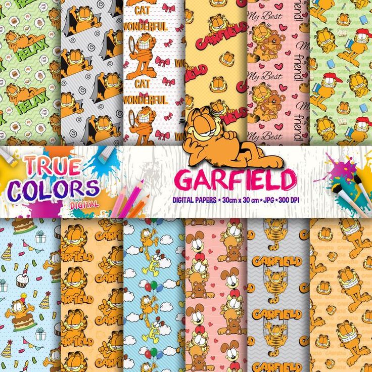 garfield the cat digital paper pack