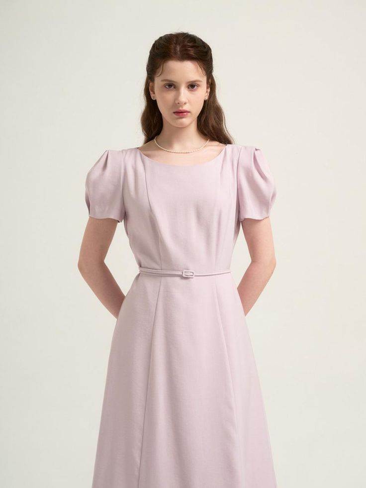 This is a feminine and modern dress by THEATRE that is made out of high quality and sturdy material. With distinctive mood of the design and comfortable wear, you can style it for your casual daily outfit.- Short puffy sleeves- Voluminous silhouette of the skirt- Trendy and feminine mood Puffy Sleeves, Modern Dress, Belted Dress, Daily Outfits, Jumpsuit Dress, Lavender, Dress Outfits, Clothes For Women, Dresses