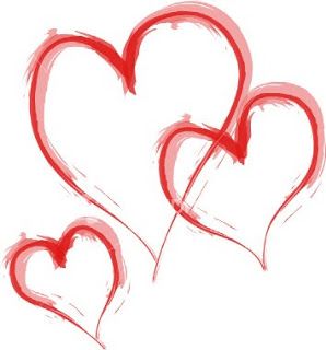 two hearts drawn in red ink on a white background