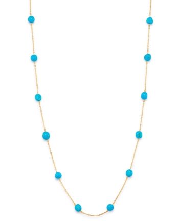 Bloomingdale's Turquoise Adjustable Station Necklace in 14K Yellow Gold, 7-19 - 100% Exclusive Turquoise And Gold, Exclusive Jewelry, Station Necklace, Turquoise Beads, Gold Jewellery, Accessories Necklace, Gold Chain, Gold Chains, Turquoise Necklace