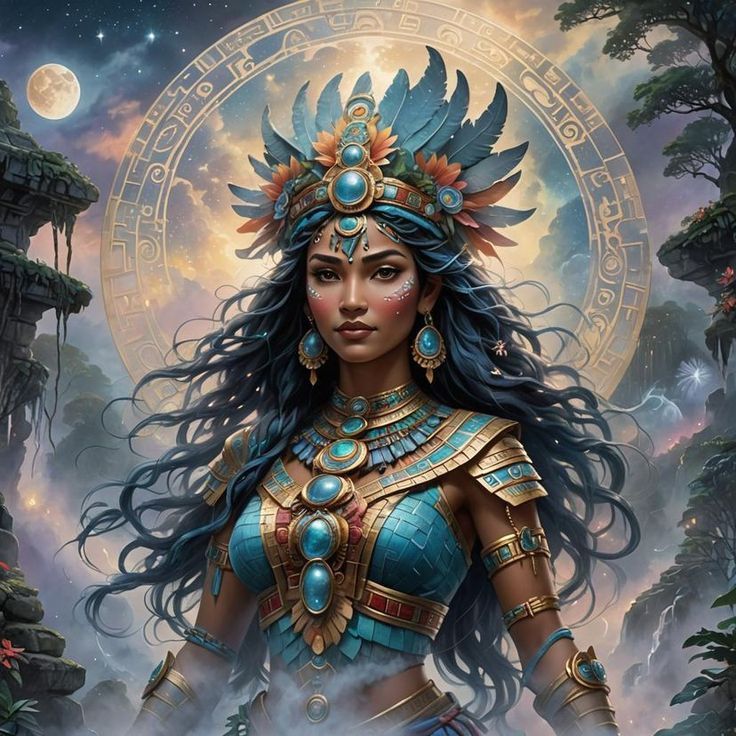 Beautiful Avatar of Ix Chel Mayan Goddess of the Moon - AI Generated Artwork - NightCafe Creator Ixchel Goddess, Maya Goddess, Goddess Ixchel, Mayan Goddess, Ix Chel, Feminine Divine, Twin Flame Journey, Witch Makeup, Kundalini Awakening