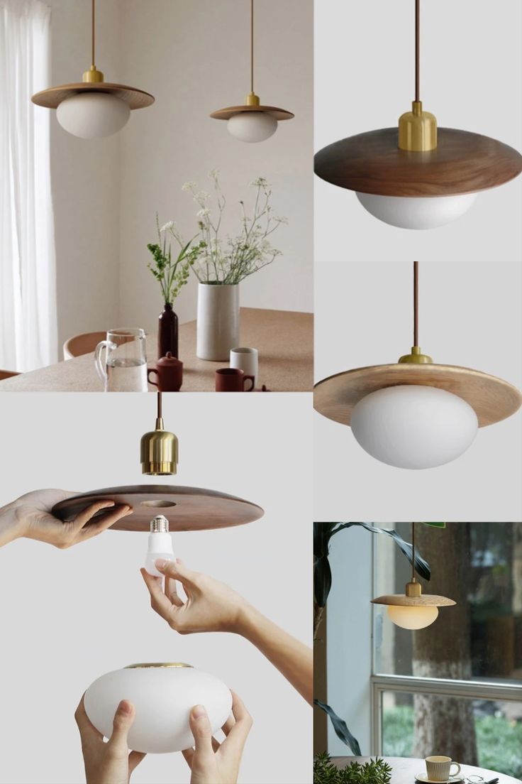 several different lighting fixtures are shown in this collage