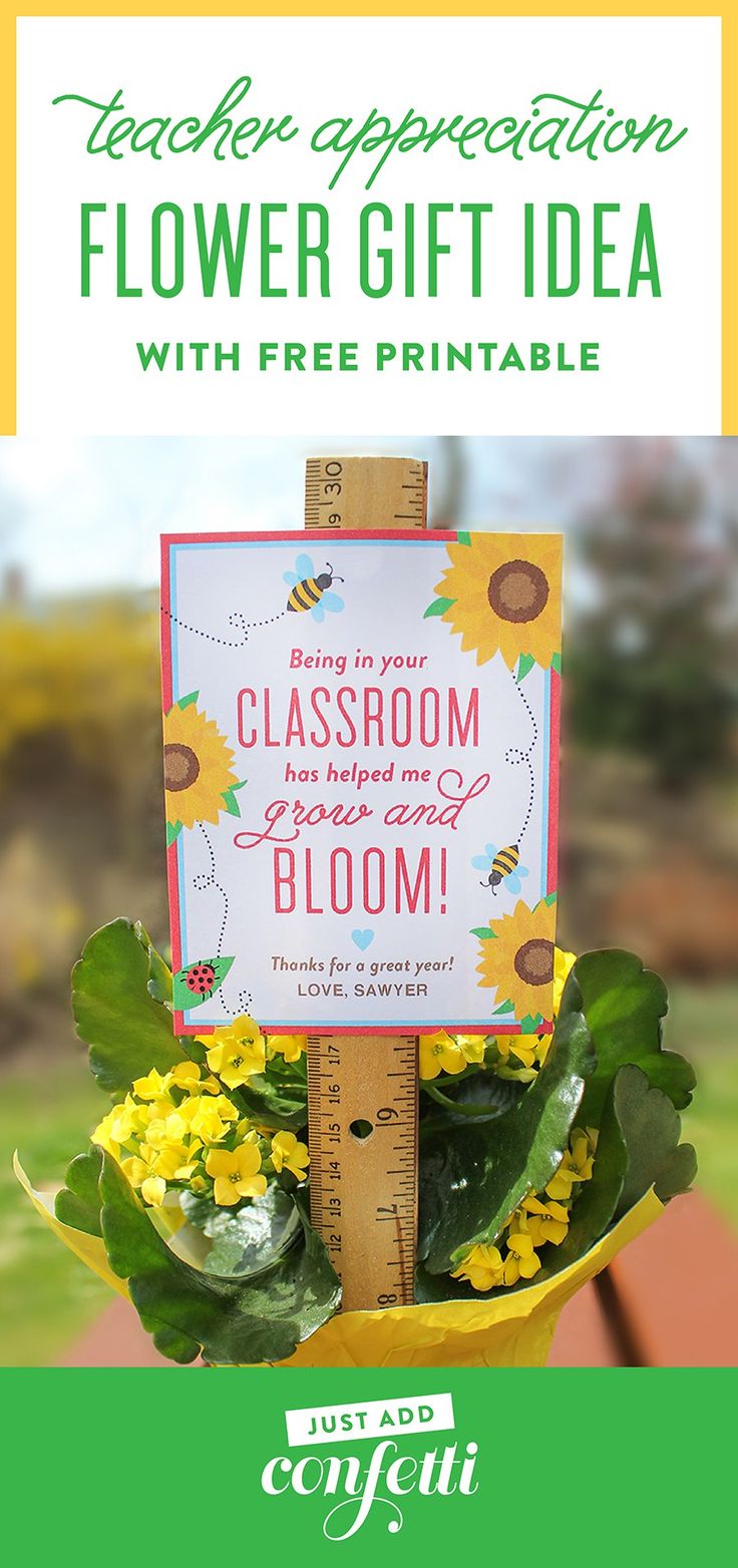 teacher appreciation flower gift idea with free printable