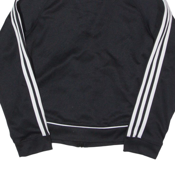 Item is in good used condition. >Size: UK 10 >Armpit To Armpit: 17" >Armpit To Cuff: 20" >Collar To Hem: 21" Black Track Jacket With Side Stripes For Streetwear, Black Sportswear Track Jacket With Side Stripes, Black Track Jacket With Side Stripes Sportswear, Black Track Jacket With Side Stripes, Black Sporty Track Jacket With Side Stripes, Casual Black Track Jacket With Side Stripes, Black Athleisure Outerwear For Jogging, Casual Black Outerwear With Side Stripes, Casual Black Outerwear For Jogging