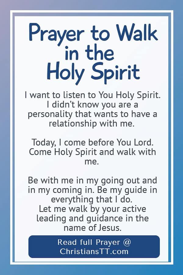 Prayer To Walk In The Holy Spirit - ChristiansTT Prayer For Holy Spirit, Walking In The Spirit Quotes, Prayer To Holy Spirit, Holy Spirit Images, Prayer To The Holy Spirit, Walking In The Spirit, Revelation Study, Daily Devotional Prayer, Come Holy Spirit