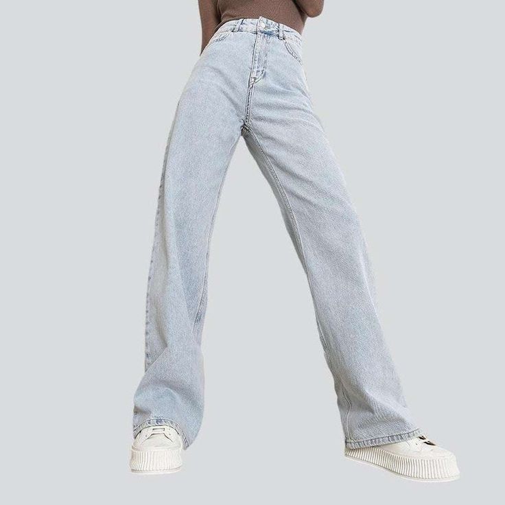 Feel the nostalgia of the Nineties in our 2023 Autumn Collection's high-waisted. straight women's jeans! This vintage-inspired piece is perfect for those who want to show off their bold. fashion-forward personality. Crafted with stonewashed denim and a zipper and button closure. these jeans offer a chic. timeless look with luxurious comfort.Distinctive Features: 90s Style: Step back into an iconic era with this vintage-inspired fashion statement. High-Waisted: Flaunt your figure with a classic. Trendy Non-stretch Jeans For Streetwear, Non-stretch Straight Leg Bottoms For Streetwear, Trendy Straight Leg Fall Jeans, Non-stretch Wide Leg Jeans For Streetwear, Baggy Flare Jeans For Streetwear, Retro Spring Cargo Jeans In Denim, Trendy Non-stretch Straight Leg Cargo Jeans, High-waisted Flare Jeans For Fall Streetwear, Trendy Straight Leg Non-stretch Cargo Jeans