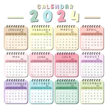 a calendar for the new year with pastel colors and numbers on white background stock photo