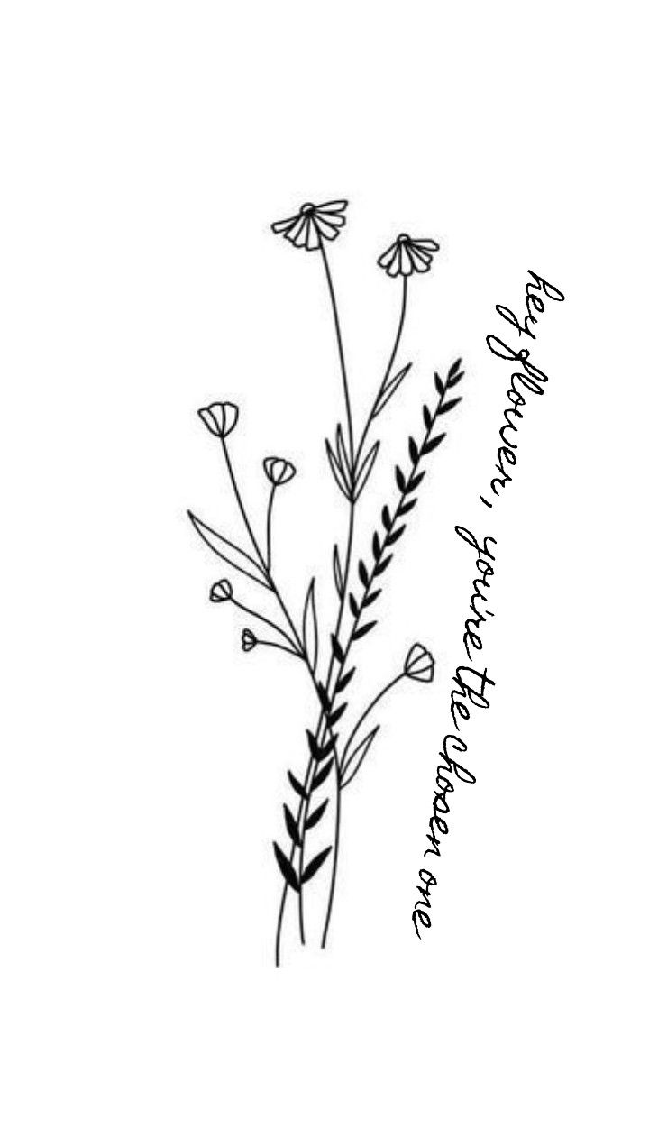 a black and white drawing of some flowers